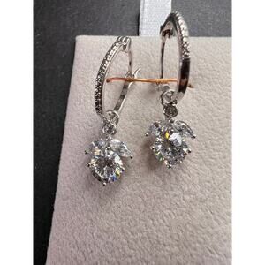 Cz hoop dangle earrings in sterling silver